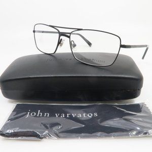John Varvatos V148 New Matter Black Men's Rectangular Eyeglasses 56mm with case